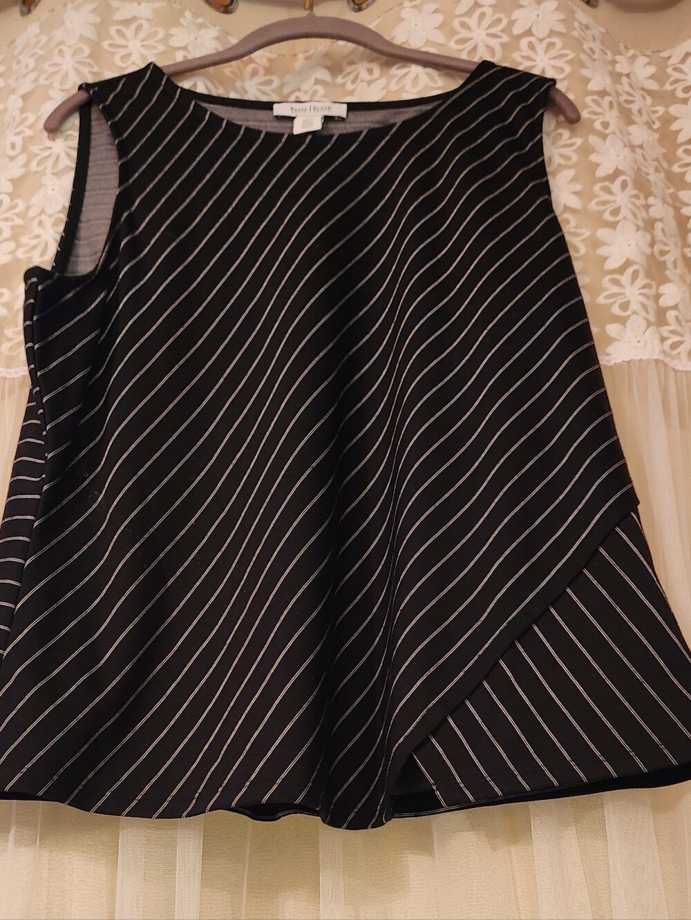 White House Black Market Black Pinstripe A-Line Skirt